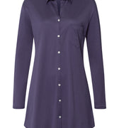 Cotton Deluxe Button Front Cotton Sleep Shirt | Blue Stone 77958-2610